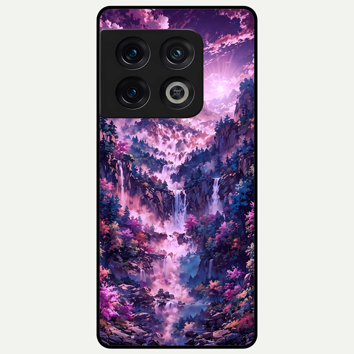  Mystic Cascade Peaks Glass Case For OnePlus 10 Pro back cover – full design glossy printed glass finish