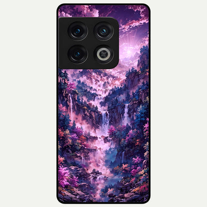  Mystic Cascade Peaks Glass Case For OnePlus 10 Pro back cover – full design glossy printed glass finish