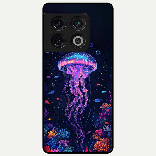  Neon Jellyfish Glass Case For OnePlus 10 Pro back cover – full design glossy printed glass finish