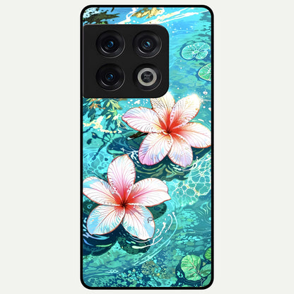  Pink Flowers in Water Glass Case For OnePlus 10 Pro back cover – full design glossy printed glass finish