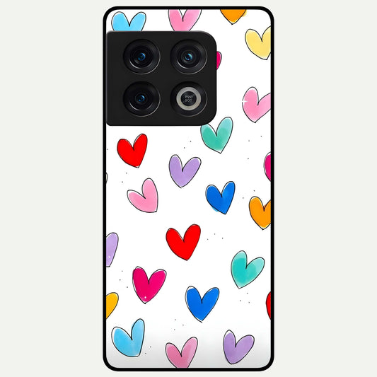  Playful Love Doodles Glass Case For OnePlus 10 Pro back cover – full design glossy printed glass finish