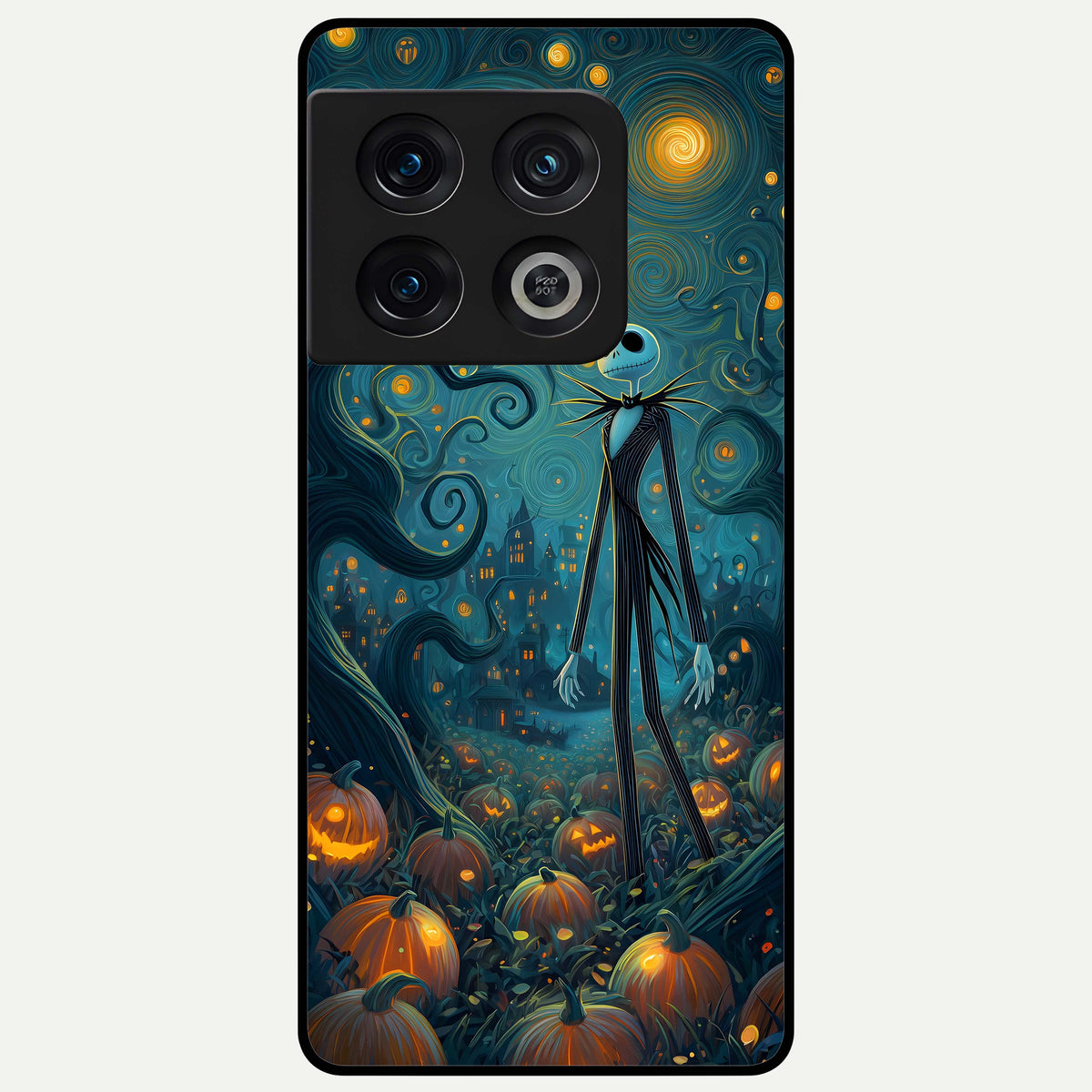  Pumpkin Moon Night Glass Case For OnePlus 10 Pro back cover – full design glossy printed glass finish