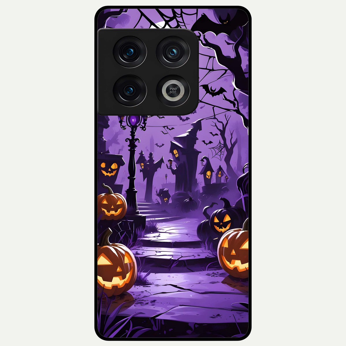  Pumpkin Patch Halloween Glass Case For OnePlus 10 Pro back cover – full design glossy printed glass finish