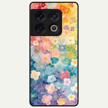  Rainbow Blossom Burst Glass Case For OnePlus 10 Pro back cover – full design glossy printed glass finish