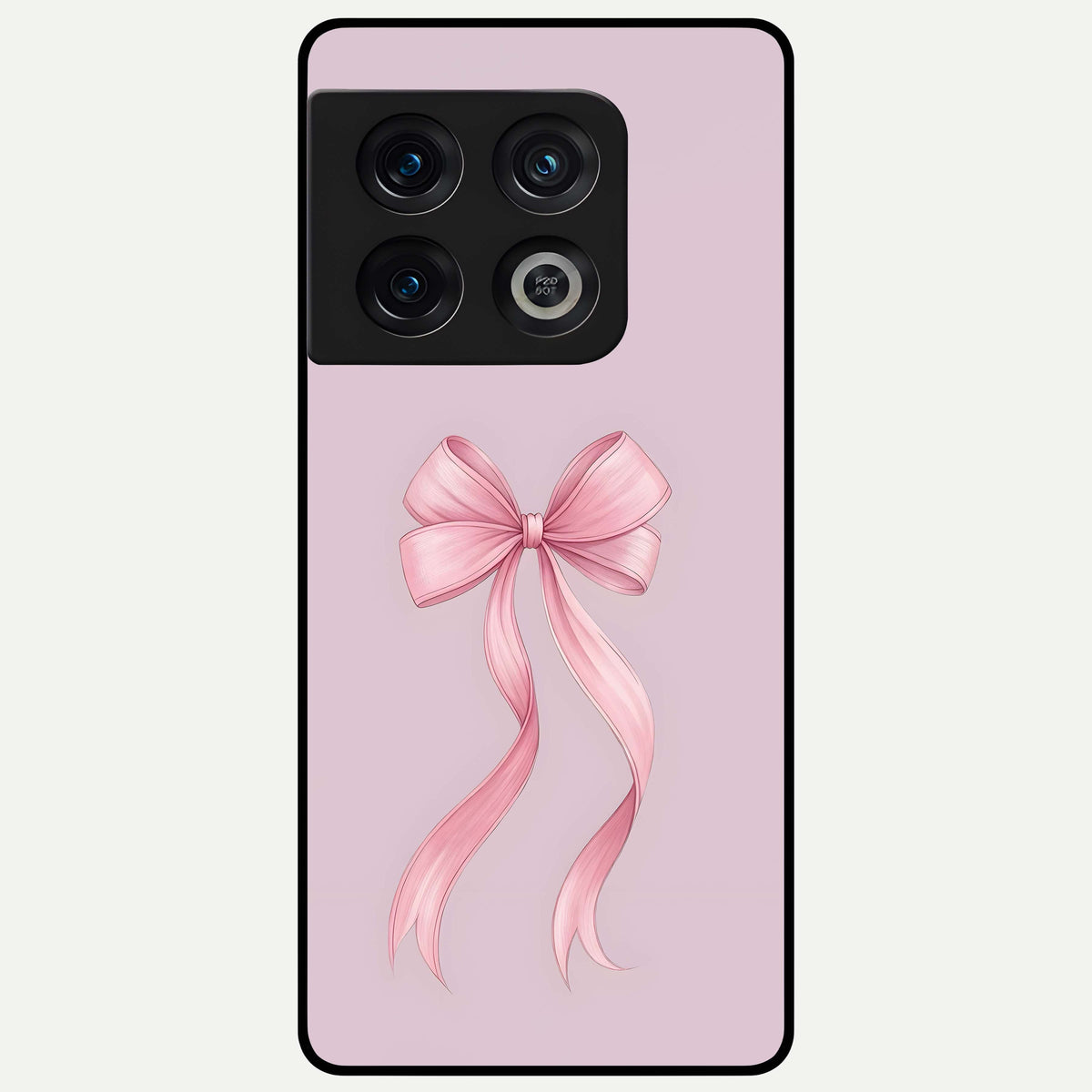  Soft Blush Bow Glass Case For OnePlus 10 Pro back cover – full design glossy printed glass finish