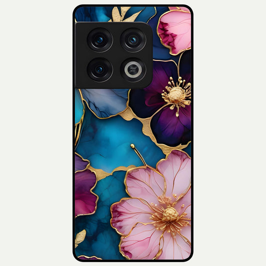  Sparkle Floral Glass Case For OnePlus 10 Pro back cover – full design glossy printed glass finish