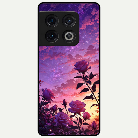  Starlit Rose Twilight Glass Case For OnePlus 10 Pro back cover – full design glossy printed glass finish