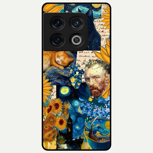  Sunflower Chic Mood Custom Name Glass Case For OnePlus 10 Pro back cover – full design glossy printed glass finish