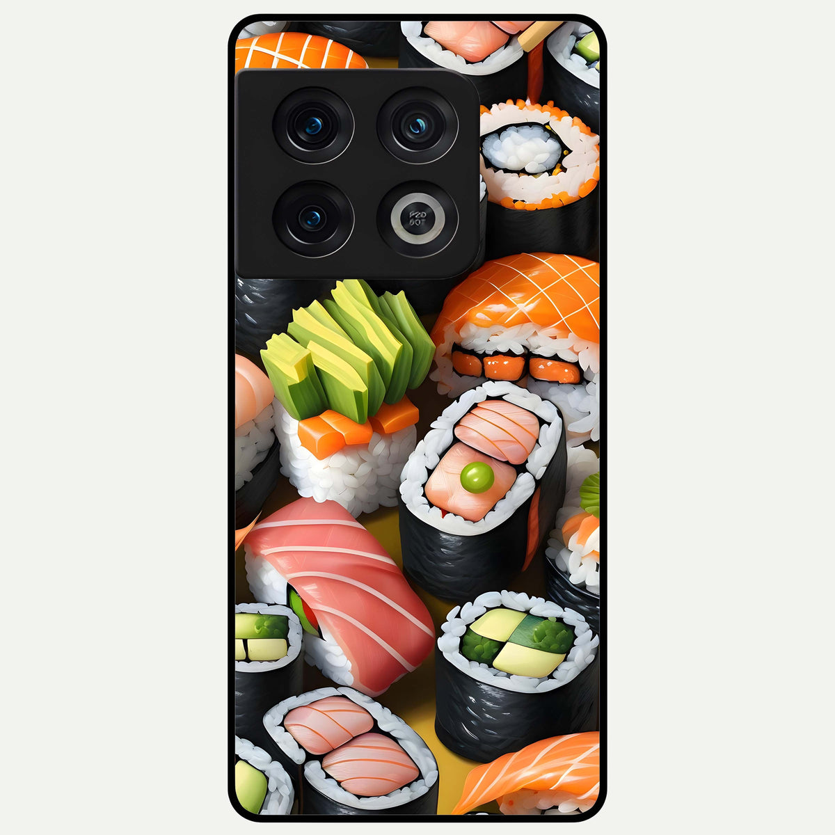  Sushi Food Pattern Glass Case For OnePlus 10 Pro back cover – full design glossy printed glass finish