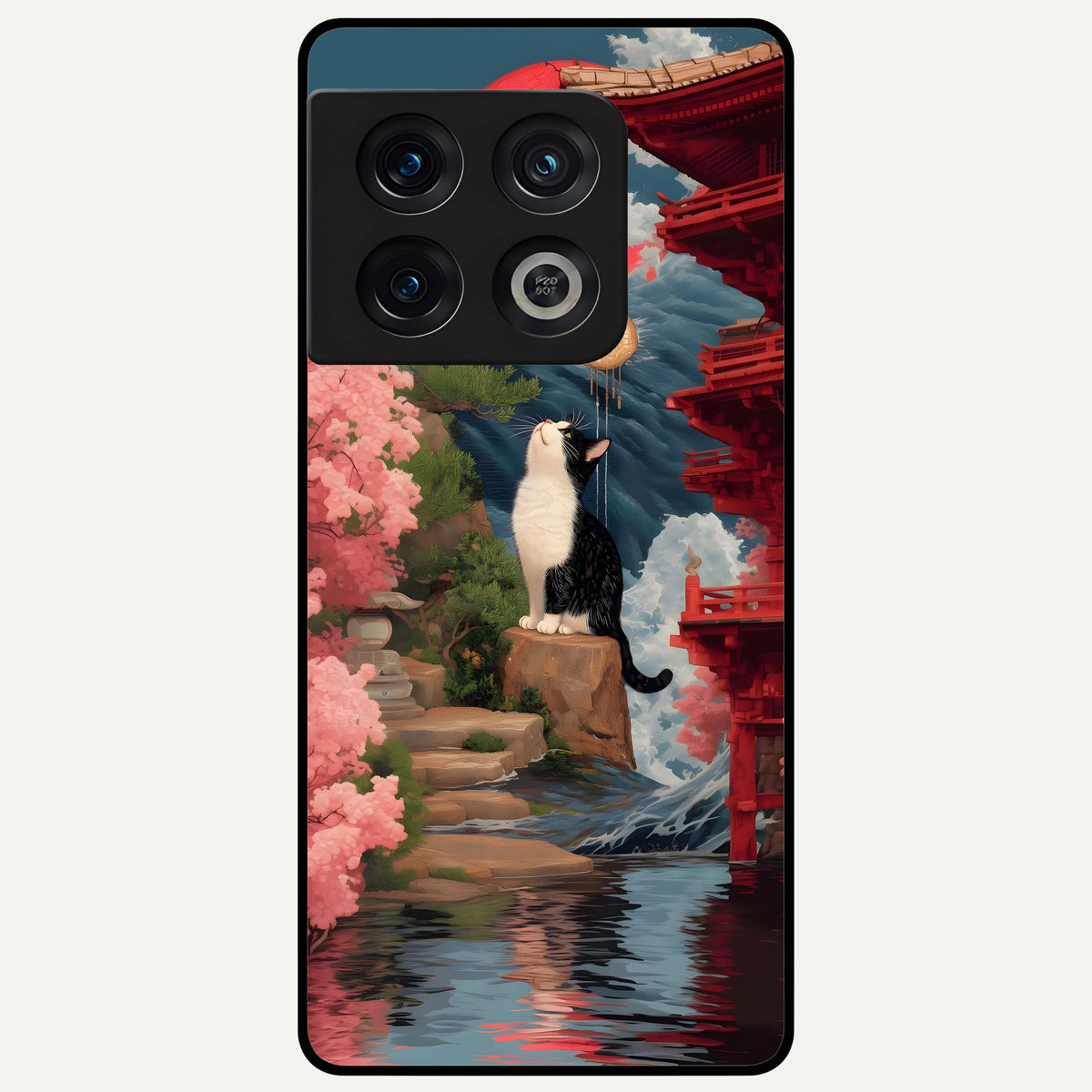  Temple Cat Scenery Glass Case For OnePlus 10 Pro back cover – full design glossy printed glass finish