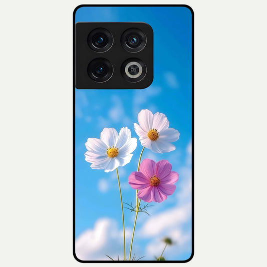  Tripple Flowers With Sky Glass Case For OnePlus 10 Pro back cover – full design glossy printed glass finish