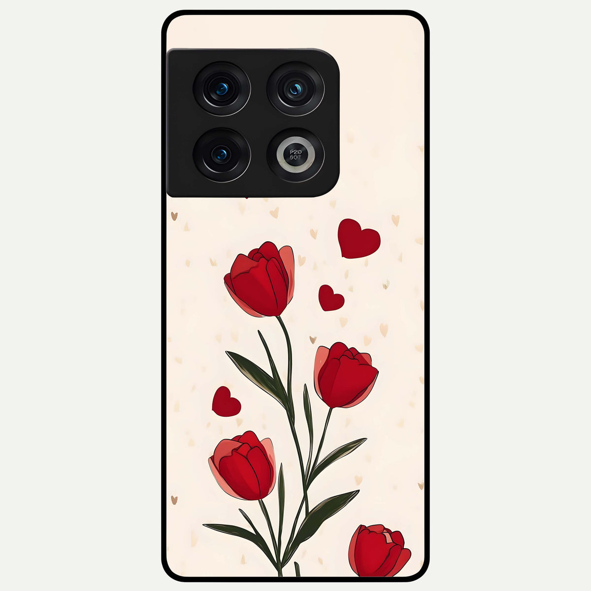  Tulip With Heart Glass Case For OnePlus 10 Pro back cover – full design glossy printed glass finish