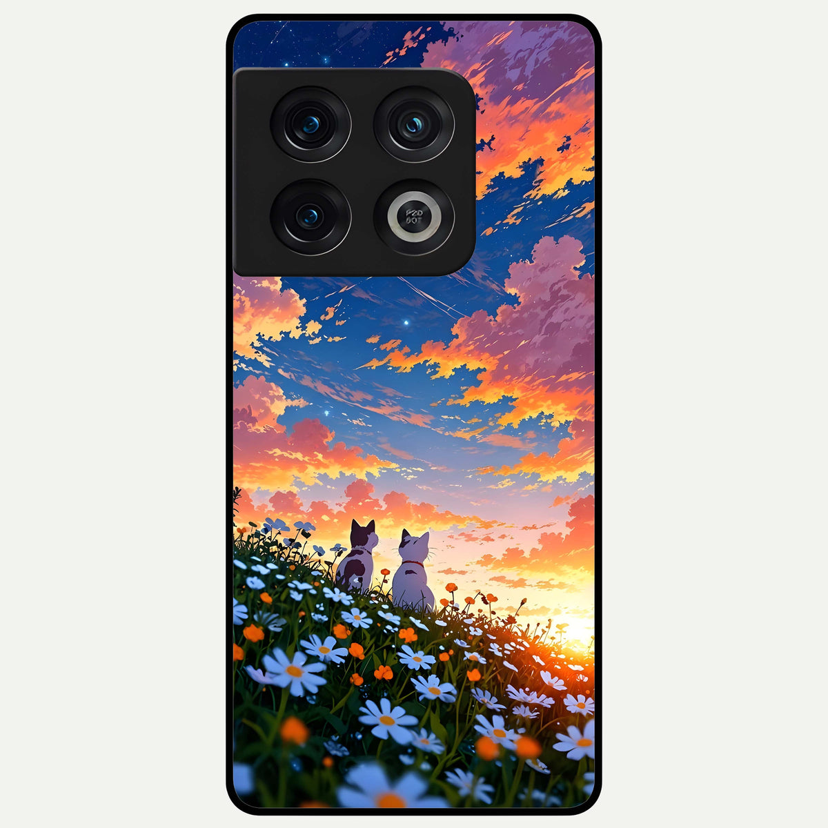  Two Cats Friends Glass Case For OnePlus 10 Pro back cover – full design glossy printed glass finish