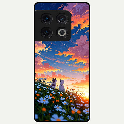  Two Cats Friends Glass Case For OnePlus 10 Pro back cover – full design glossy printed glass finish