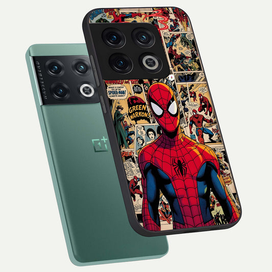  Aesthetic Spider phone case For OnePlus 10 Pro showing premium glass back cover with detailed artwork