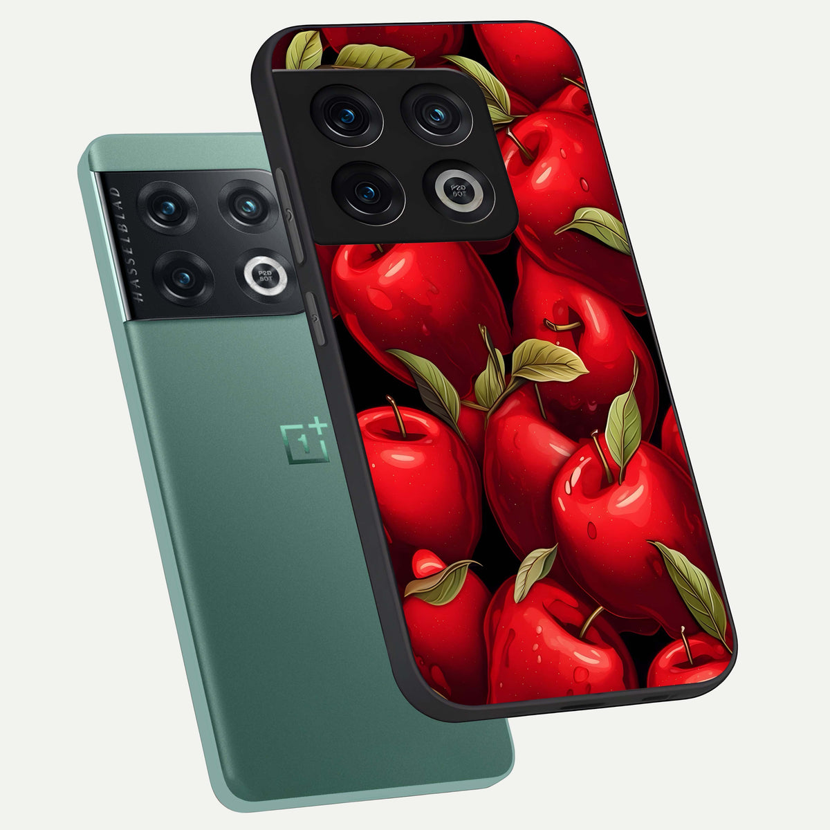  Apple Pattern phone case For OnePlus 10 Pro showing premium glass back cover with detailed artwork