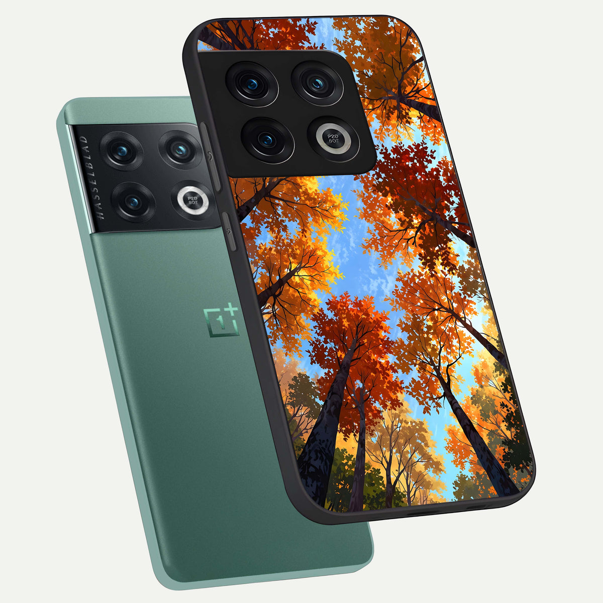  Autumn Sky Rise phone case For OnePlus 10 Pro showing premium glass back cover with detailed artwork