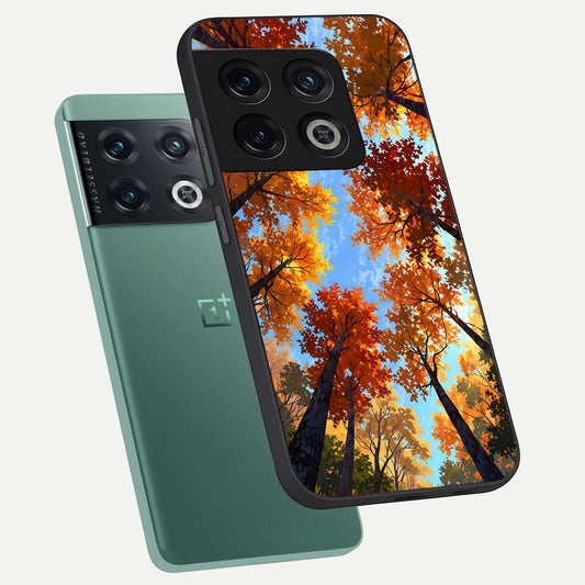 Autumn Sky Rise phone case For OnePlus 10 Pro showing premium glass back cover with detailed artwork