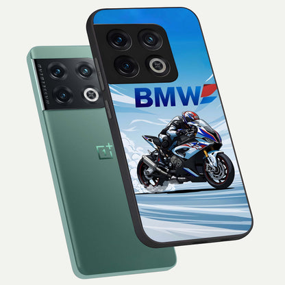  BMW Power Drift phone case For OnePlus 10 Pro showing premium glass back cover with detailed artwork