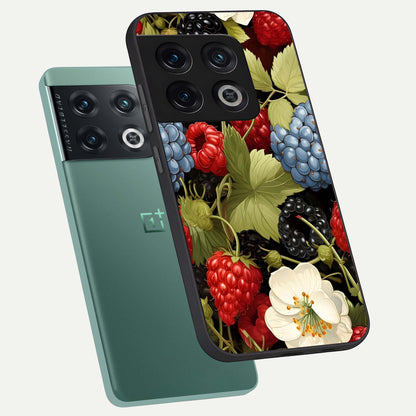  Berry Bloom Charm phone case For OnePlus 10 Pro showing premium glass back cover with detailed artwork
