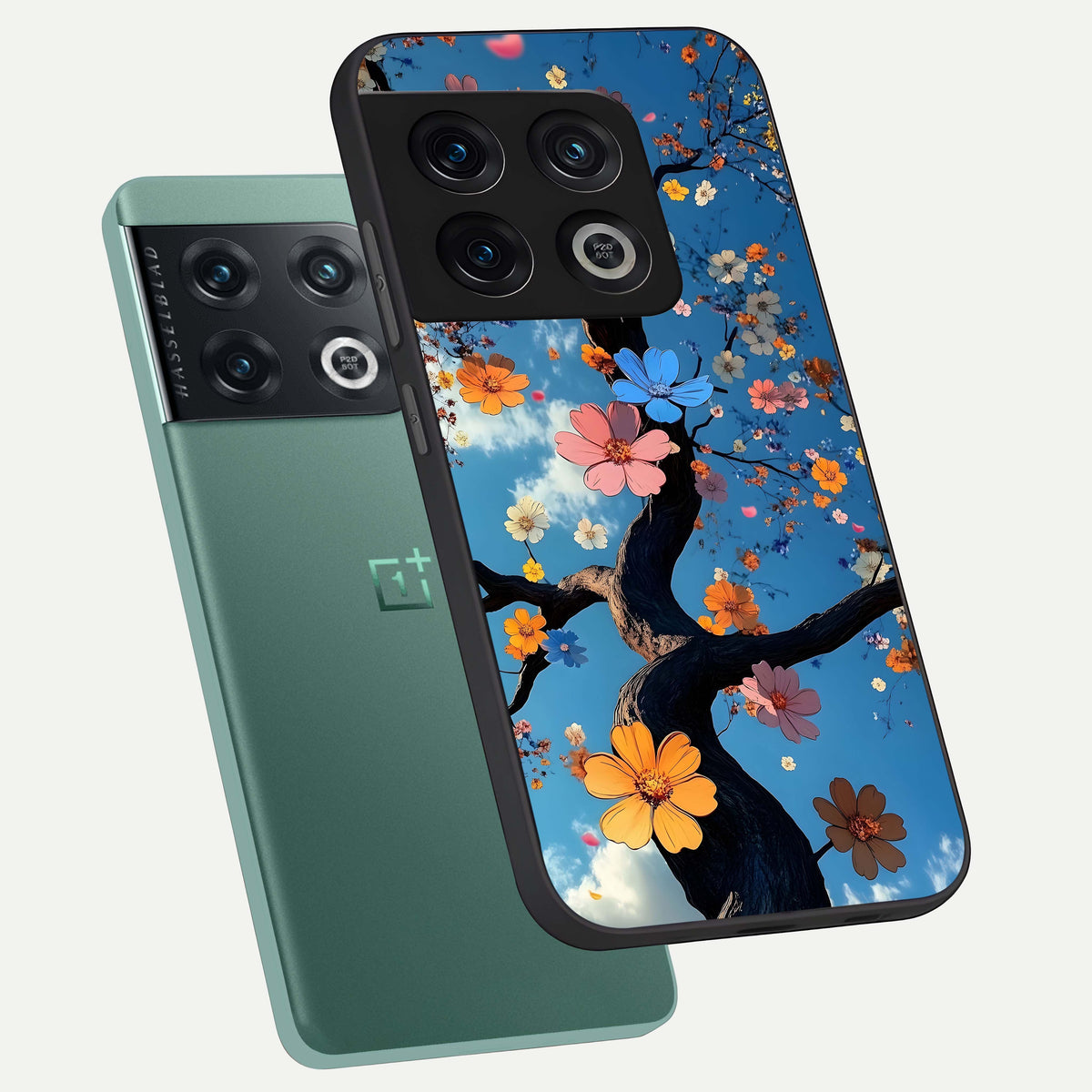  Blossom Dream Sky phone case For OnePlus 10 Pro showing premium glass back cover with detailed artwork