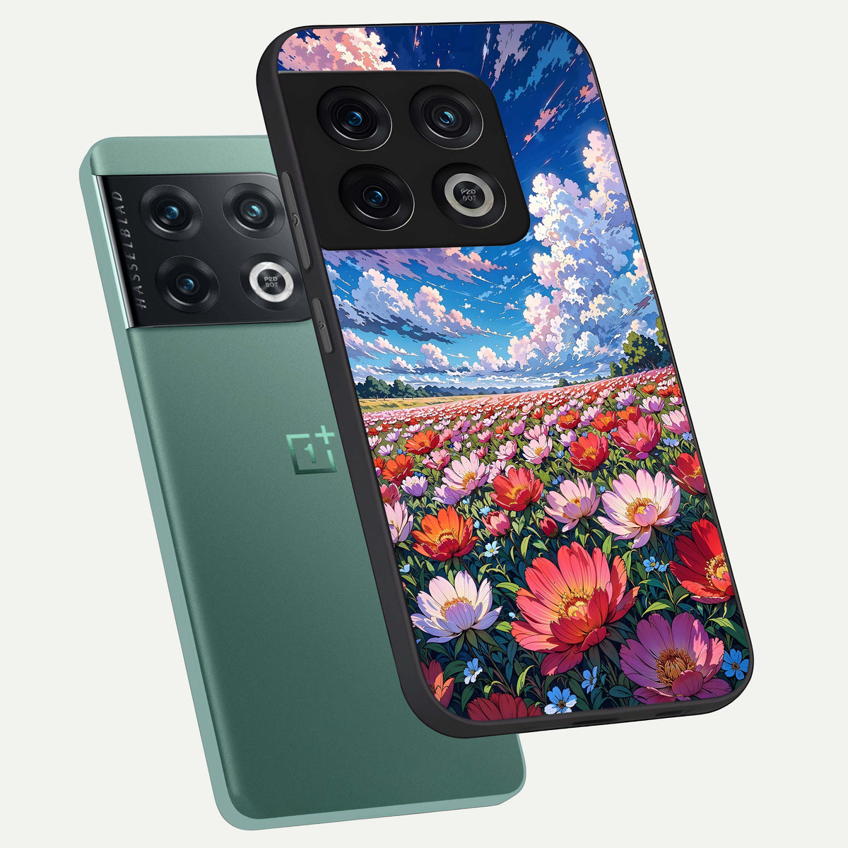  Blossom Sky Field phone case For OnePlus 10 Pro showing premium glass back cover with detailed artwork
