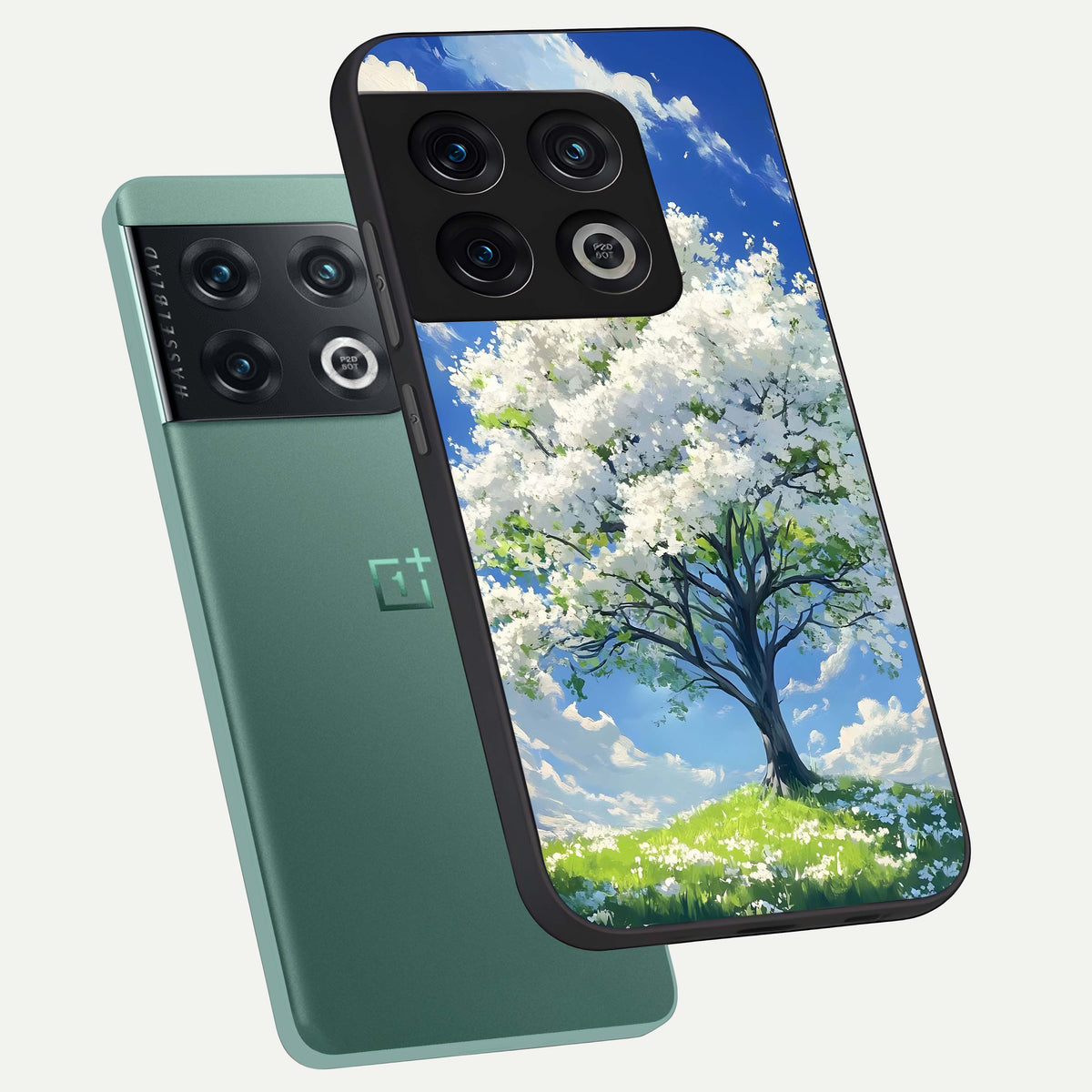  Blossom Sky Serenity phone case For OnePlus 10 Pro showing premium glass back cover with detailed artwork