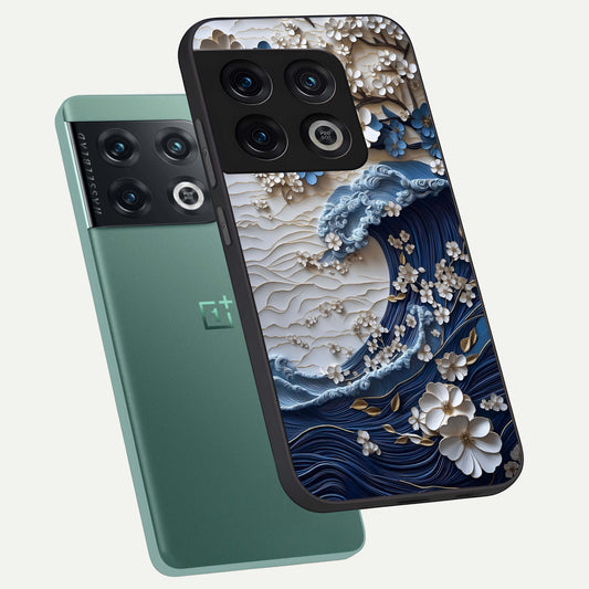  Blossom Wave Art phone case For OnePlus 10 Pro showing premium glass back cover with detailed artwork