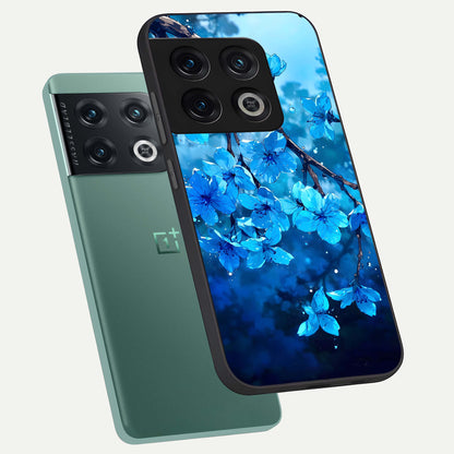  Blue Blossoms Branch phone case For OnePlus 10 Pro showing premium glass back cover with detailed artwork
