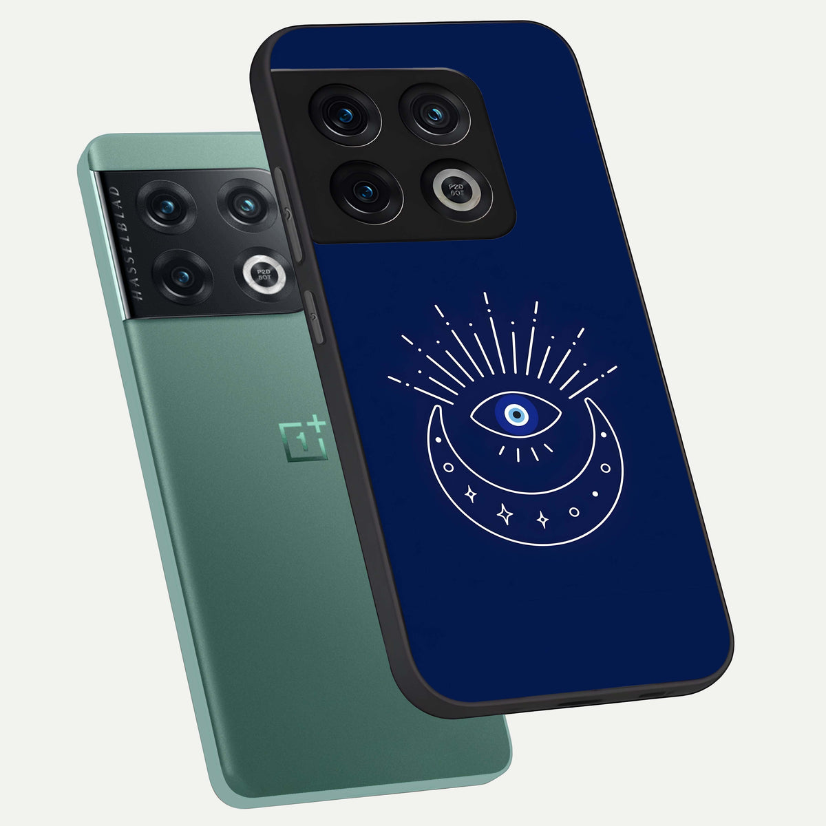  Blue Evil Eye phone case For OnePlus 10 Pro showing premium glass back cover with detailed artwork