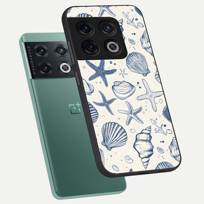 Blue Ocean Outline phone case For OnePlus 10 Pro showing premium glass back cover with detailed artwork