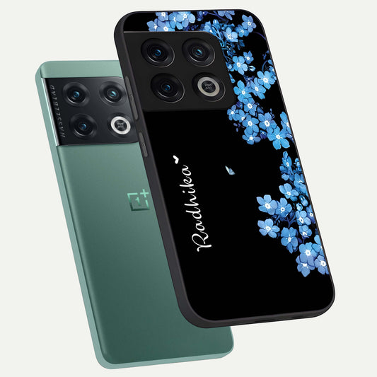 Blue Petal Dream Custom Name phone case For OnePlus 10 Pro showing premium glass back cover with detailed artwork