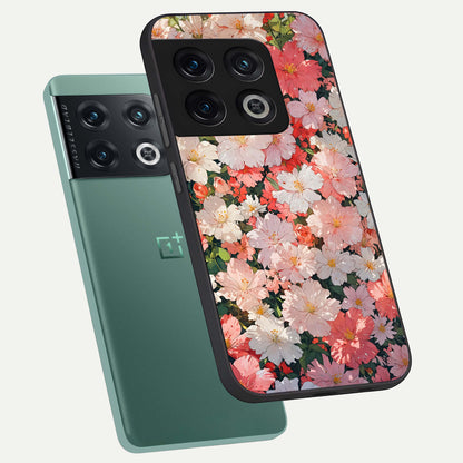  Blush Bloom Field phone case For OnePlus 10 Pro showing premium glass back cover with detailed artwork