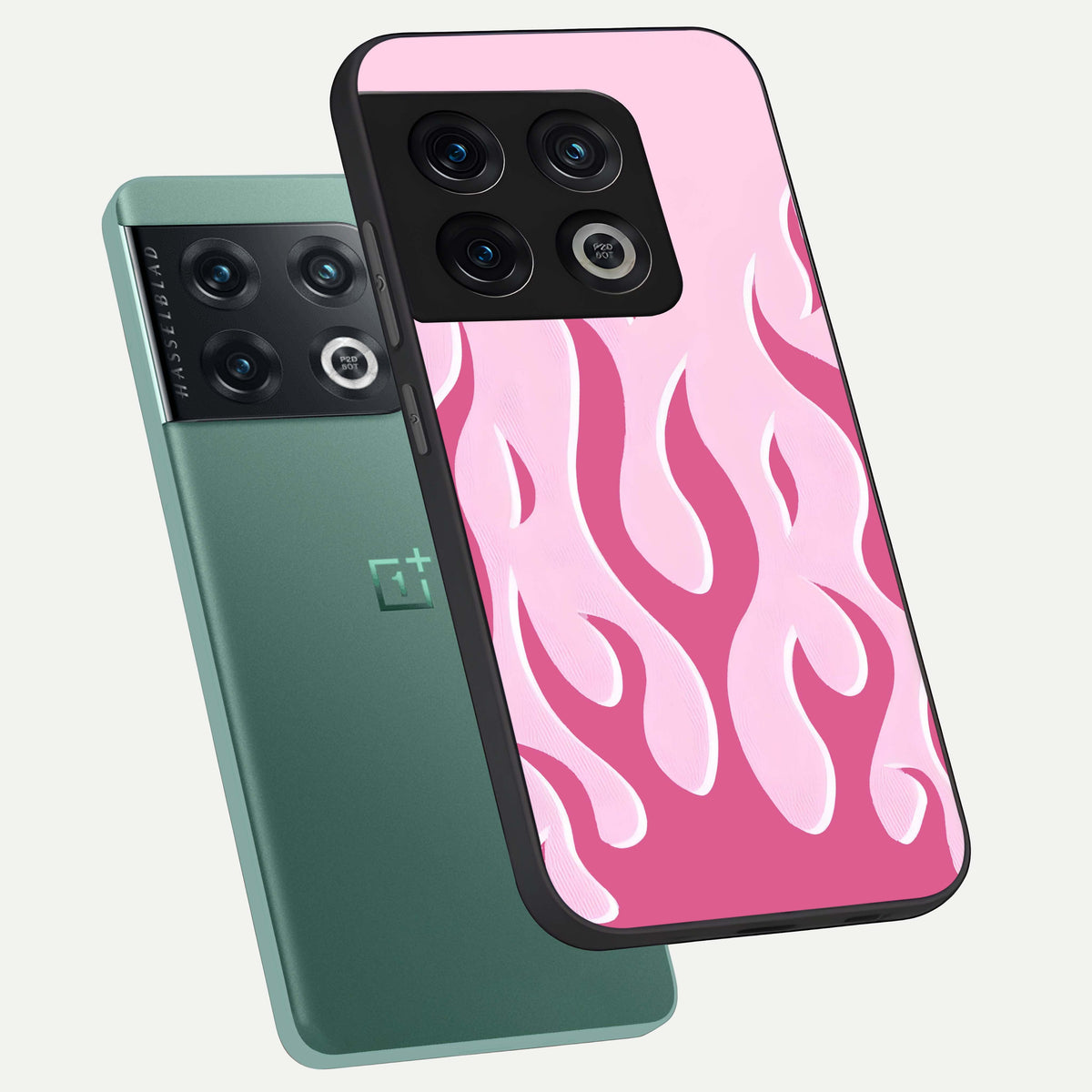  Blush Flame Energy phone case For OnePlus 10 Pro showing premium glass back cover with detailed artwork