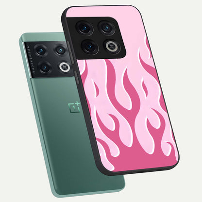  Blush Flame Energy phone case For OnePlus 10 Pro showing premium glass back cover with detailed artwork