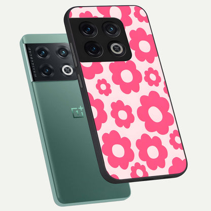  Blush Flower Pop phone case For OnePlus 10 Pro showing premium glass back cover with detailed artwork