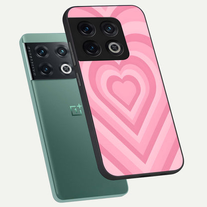  Blush Heart Waves phone case For OnePlus 10 Pro showing premium glass back cover with detailed artwork
