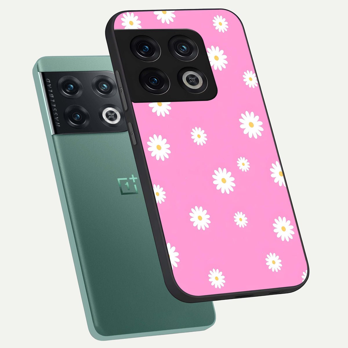  Bubblegum Daisy Pop phone case For OnePlus 10 Pro showing premium glass back cover with detailed artwork
