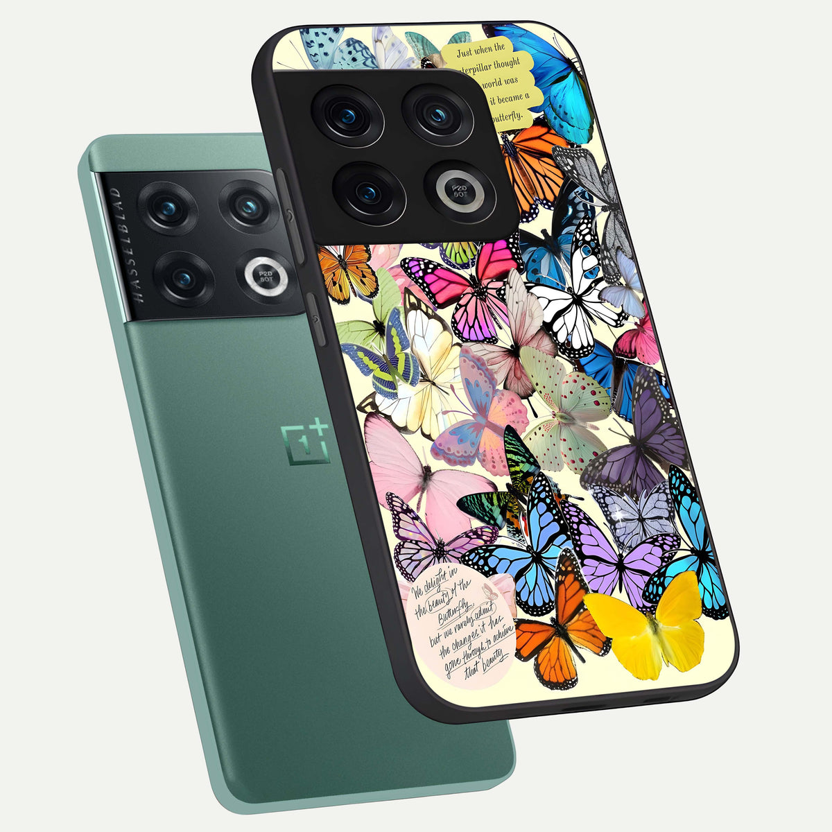  Butterflies Petal Dream phone case For OnePlus 10 Pro showing premium glass back cover with detailed artwork