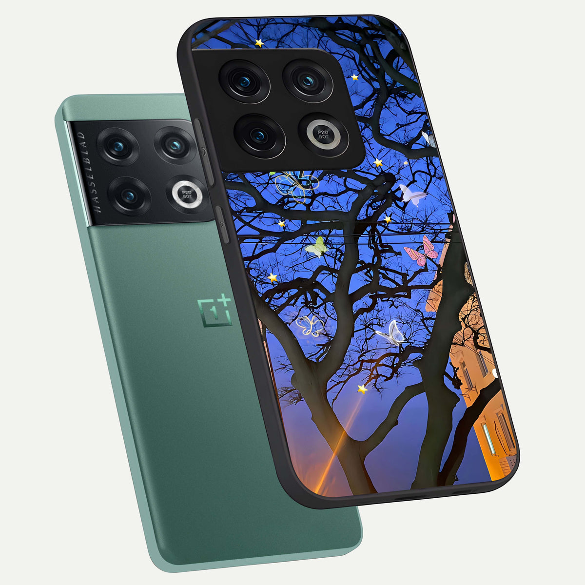  Butterfly Night Magic phone case For OnePlus 10 Pro showing premium glass back cover with detailed artwork