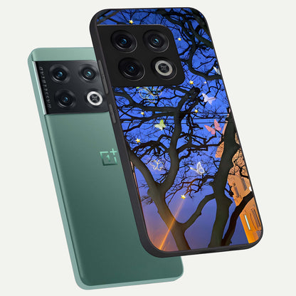  Butterfly Night Magic phone case For OnePlus 10 Pro showing premium glass back cover with detailed artwork