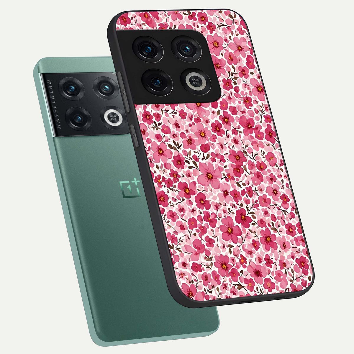  Cherry Blossom Charm phone case For OnePlus 10 Pro showing premium glass back cover with detailed artwork