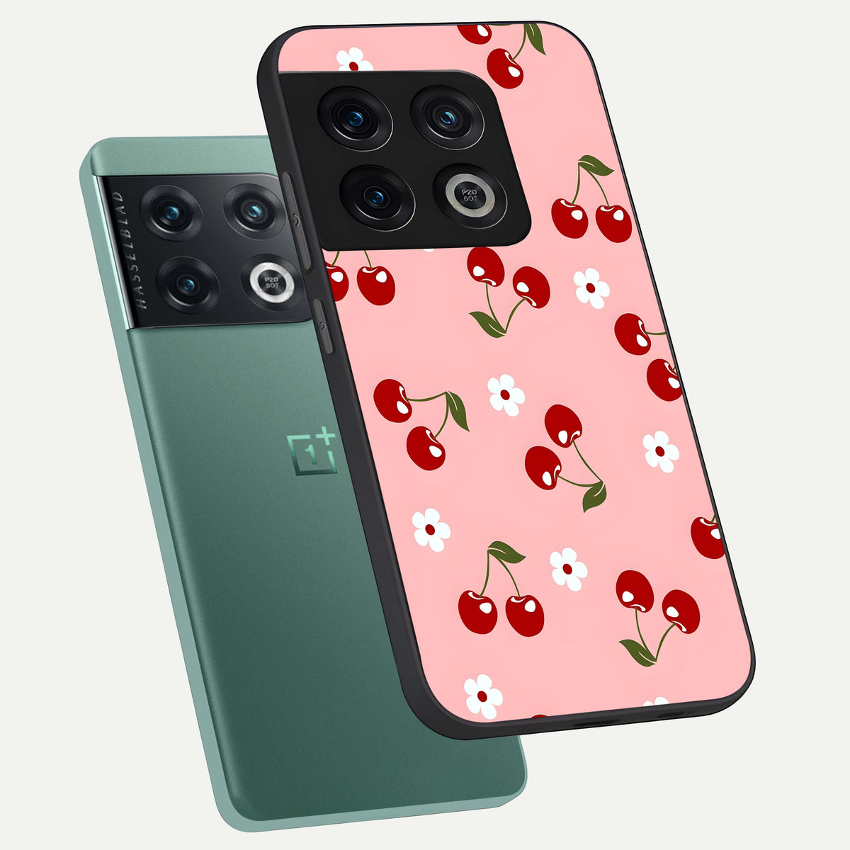  Cherry Love Mood phone case For OnePlus 10 Pro showing premium glass back cover with detailed artwork
