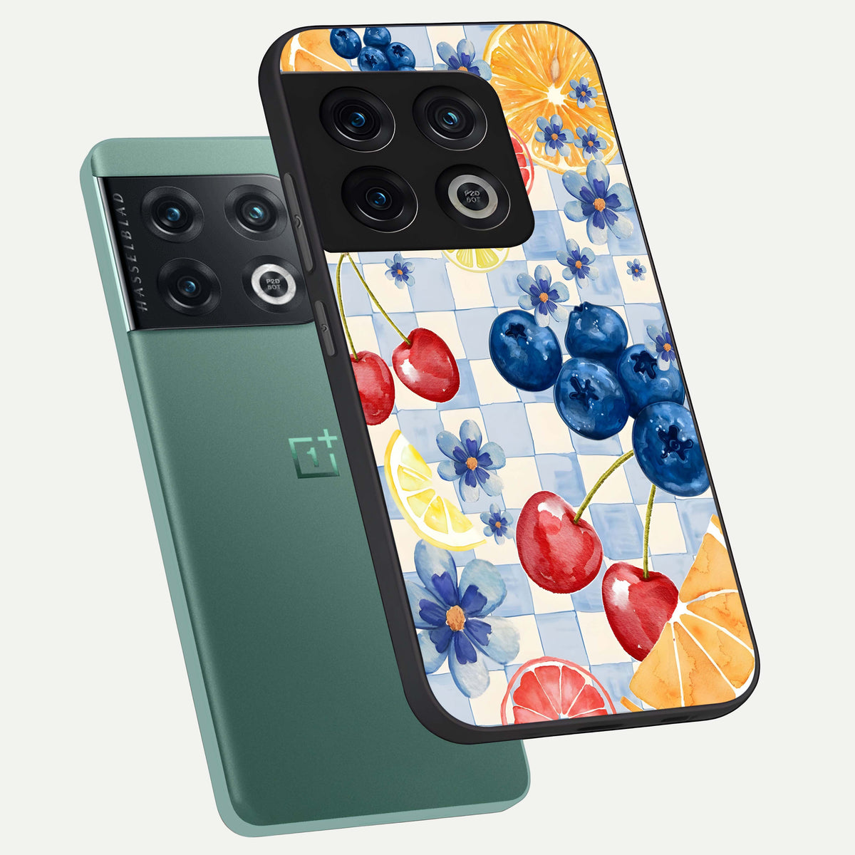  Citrus Bloom Joy phone case For OnePlus 10 Pro showing premium glass back cover with detailed artwork