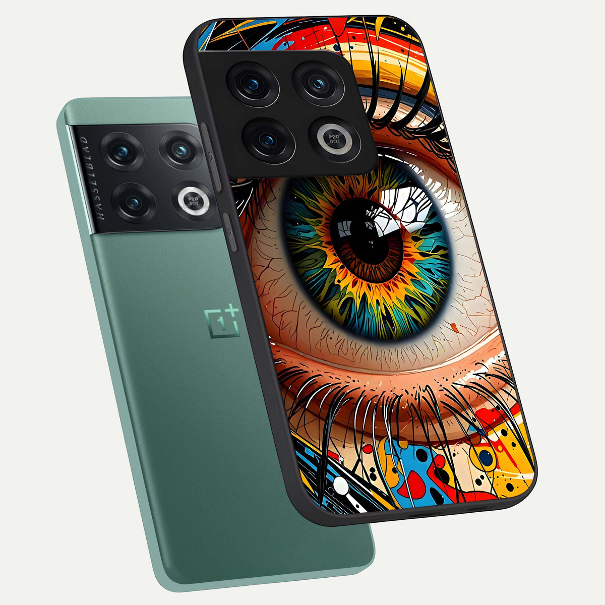  Colorful Eye phone case For OnePlus 10 Pro showing premium glass back cover with detailed artwork