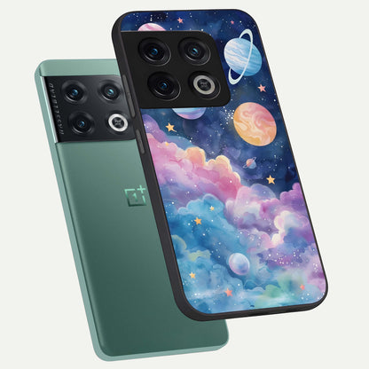  Cosmic Planet Dreams phone case For OnePlus 10 Pro showing premium glass back cover with detailed artwork