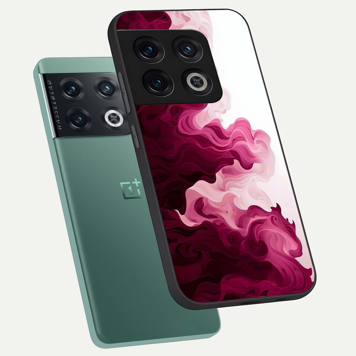  Crimson Wave Flow phone case For OnePlus 10 Pro showing premium glass back cover with detailed artwork