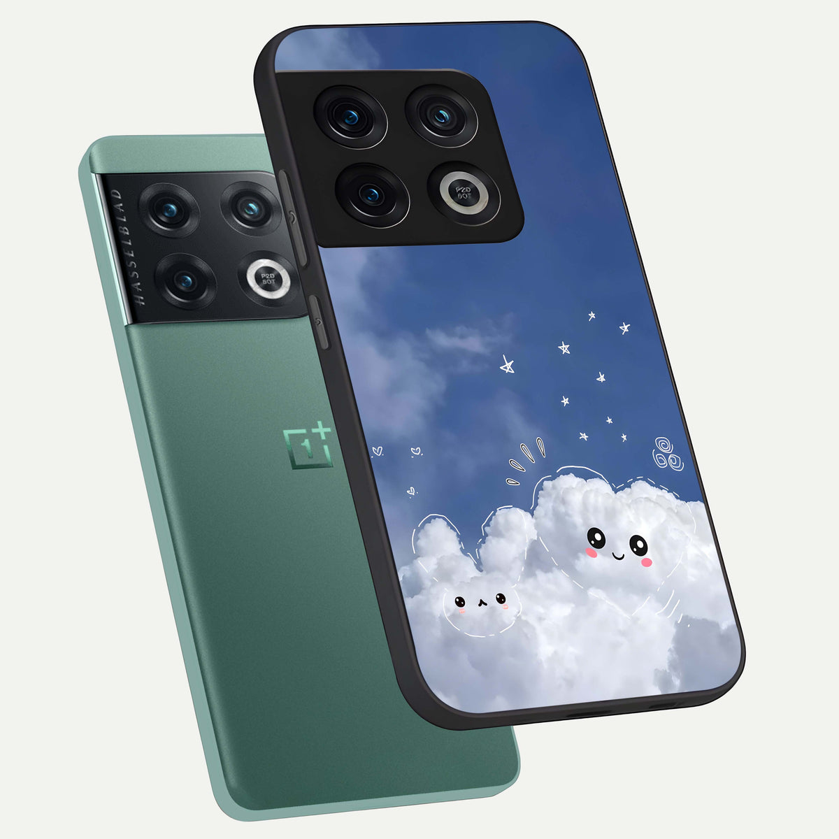  Cute Blossom Cloud phone case For OnePlus 10 Pro showing premium glass back cover with detailed artwork