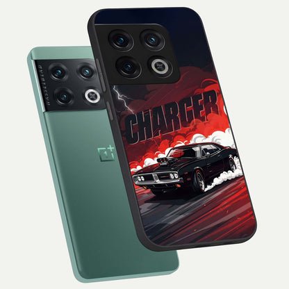  Dark Charger Fury phone case For OnePlus 10 Pro showing premium glass back cover with detailed artwork