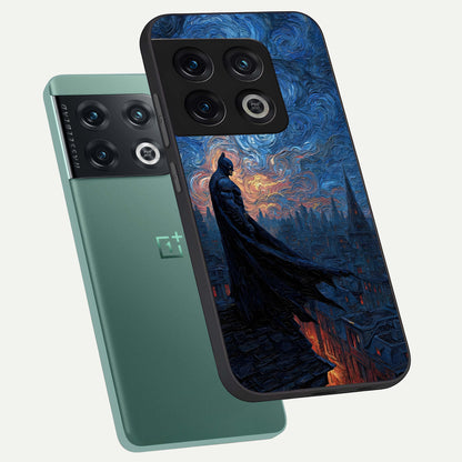  Dark Knight Dusk phone case For OnePlus 10 Pro showing premium glass back cover with detailed artwork